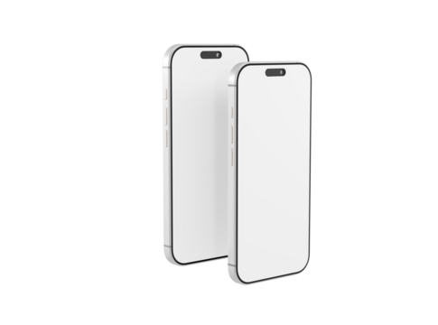 Two blank smartphone mockups, perfect for showcasing app design or modern technology branding in a minimalist s