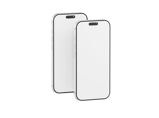 Two smartphones side by side with blank display ready for your app design or product presentation, ideal for UI