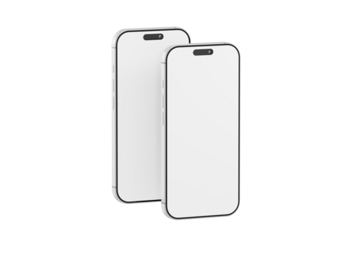 Two smartphones side by side with blank display ready for your app design or product presentation, ideal for UI