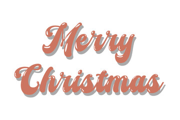 Merry Christmas in cursive reddish-brown font with gray drop shadow on white background. Elegant and festive typography for seasonal greetings, cards, or decorative compositions