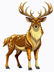 Naklejka premium deer , big horn real, full body , white background