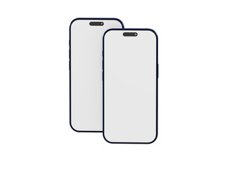 Two smartphones side by side with blank screen. Perfect for app design or UI UX presentations.