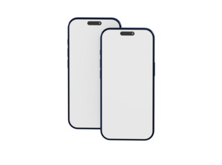 Two smartphones side by side with blank screen. Perfect for app design or UI UX presentations.