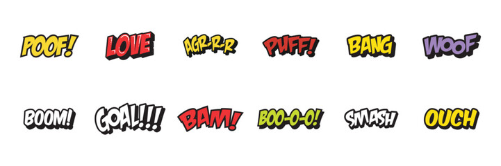 Color comic text effects in bold pop style.