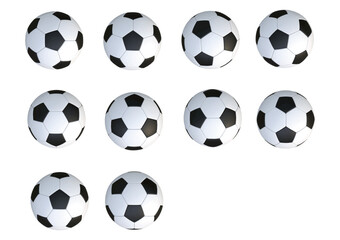 Some directions 3D soccer ball as isolated vector objects and layers created by 3D modeling.
