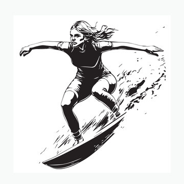 vector of a female surfer