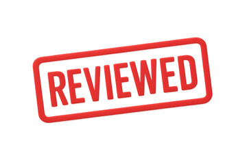Red reviewed rubber stamp on transparent background is showing completion status