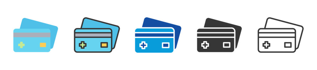 hsa debit card icon set multi style various collection
