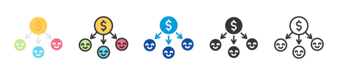 Obraz premium beneficiary icon set multi style various collection