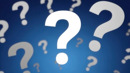 Need answers? Question marks float on blue, perfect for any inquiry
