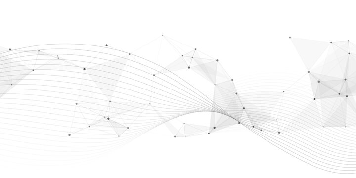 Abstract Polygonal Space Background design with Connecting Dots and Lines and waves.