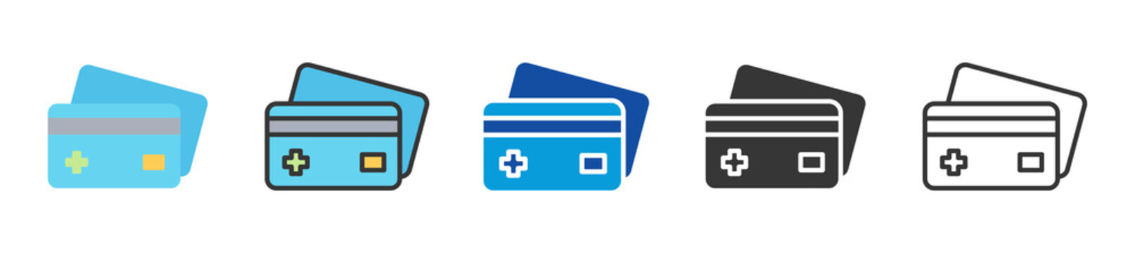 hsa debit card icon set multi style various collection