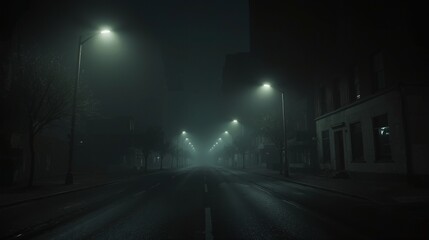 Night Street lighting Dark foggy and eerie urban scenery street light city alley building at night fog cinema