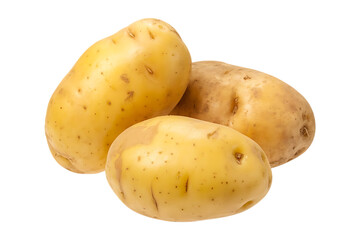 Three fresh potatoes isolated on white background