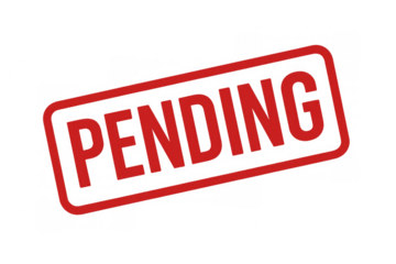 Pending red rubber stamp on transparent background