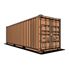 A standard shipping container is shown from a three-quarter perspective.