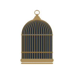 A vintage birdcage sits isolated against a stark white background, symbolizing confinement and freedom.