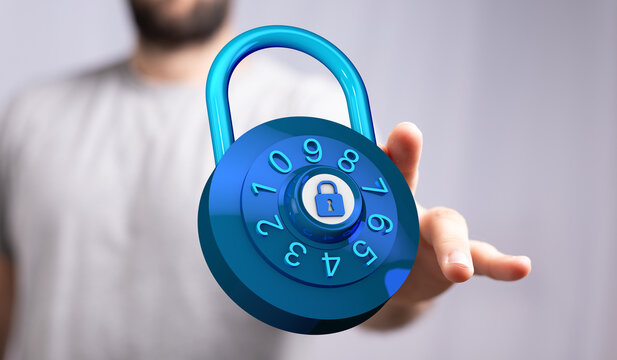 Protecting digital data using a padlock, concept for security and safety. Shows encryption and data privacy. Id