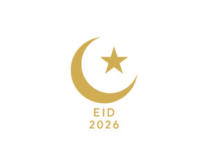 Eid Moon & Star 2026 icon vector design illustration