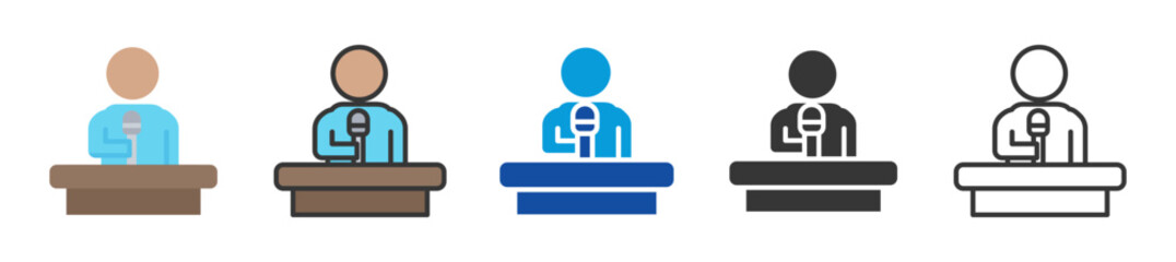 interviewer icon set multi style various collection