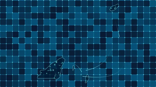 Digital grid map animation of Guernsey, Technology, Communication, Transportation