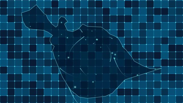 Digital grid map animation of Heard Island and McDonald Islands, Technology, Communication, Transportation