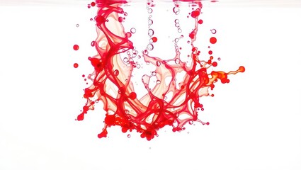 Red paint splashing into water, creating dynamic abstract art with vibrant colors