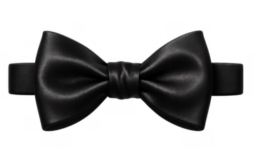 Black bow tie for formal wear, elegant men's accessory for events and celebrations with transparent background