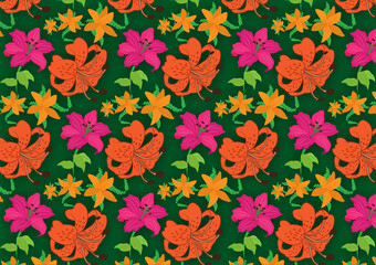 Colorful seamless pattern with floral motifs for textile, print, cloth or cloth, cloth, posters, dresses, fashion, template,