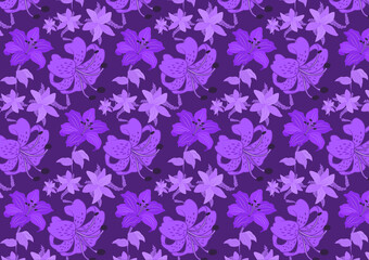 purple seamless pattern with floral motifs for textile, print, cloth or cloth, cloth, posters, dresses, fashion, template,