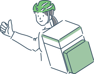 笑顔の女性フードデリバリーのシンプルな上半身のイラスト素材