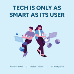 Two people using laptop computer with technology and user concept