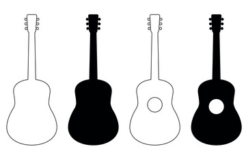 Acoustic guitar diagram, Silhouette, vector graphic design, cutting, printing, outline,