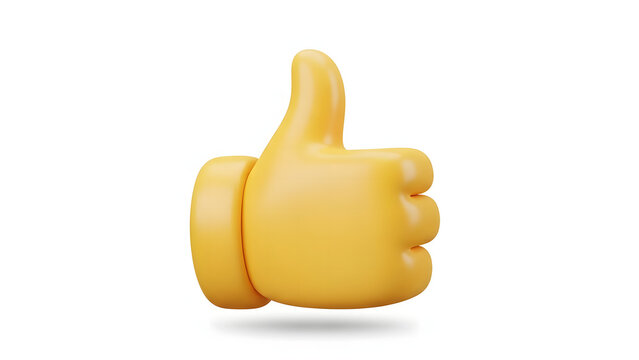 3D yellow thumbs up emoji on white background
