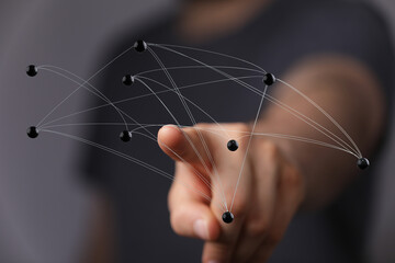 Abstract concept of connection, technology, and global networks. Illustrating data transfer and communication w