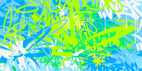 Colorful Abstract Urban Street Art Graffiti Style With Cannabis Leaves Vector Illustration Background Template