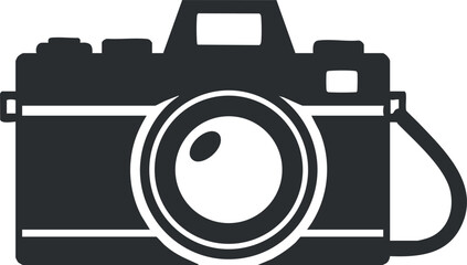 Stylish black and white vector illustration of a classic camera design for photography and creative projects