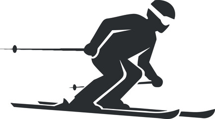 Fototapeta premium Stylish silhouette vector illustration of a skier in action during a winter sports competition or recreational activity