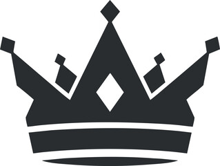 Stylized black and white vector illustration of a crown symbol representing royalty and authority for branding projects