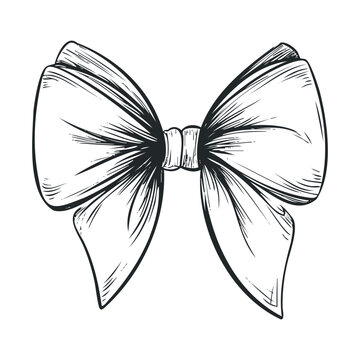 Detailed engraving of a large symmetrically tied ribbon bow