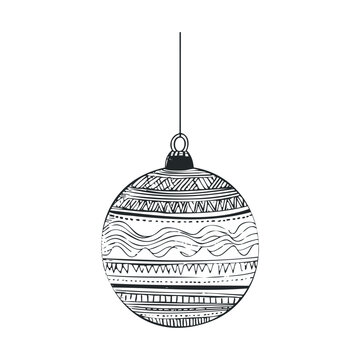 Hand drawn round ornament with decorative markings.