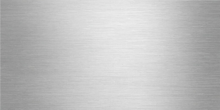 Brushed metallic texture background: a shiny silver aluminum surface pattern or sheet of stainless steel with a fine brushed texture and light reflection