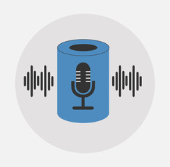 Minimalist Voice Command Microphone Icon – Flat Soundwave Audio Design