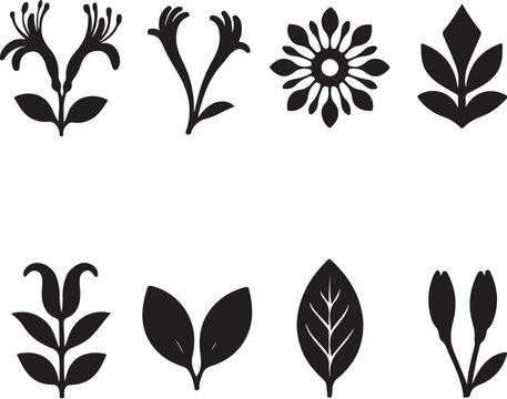 Hoa Kim Ngan Rung Silhouette Icon Set.eps