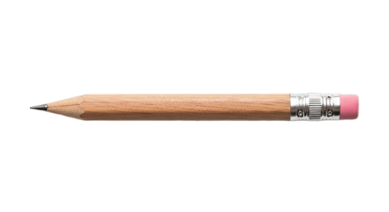 Close-up of a wooden pencil with eraser dust scattered on a clean white background, isolated studio shot highlighting realistic textures, school supplies, writing tools, and back-to-school concept