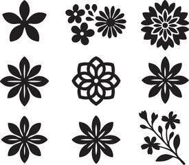 Obraz premium Milk Flower Silhouette Icon Set.eps