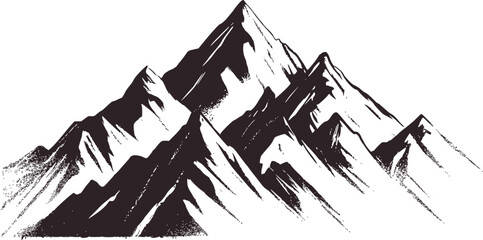 Black and white mountain range illustration mountains