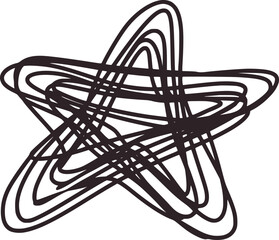 Black and white sketch of a scribbled star shape abstract