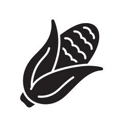 Obraz premium Corn cob black glyph icon fresh organic vegetable vector silhouette symbol for healthy eating and agriculture