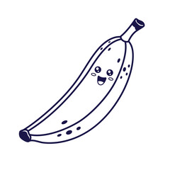 Cute Kawaii Banana character. Vector hand drawn Outline cartoon icon. Line art Banana character. Coloring page
